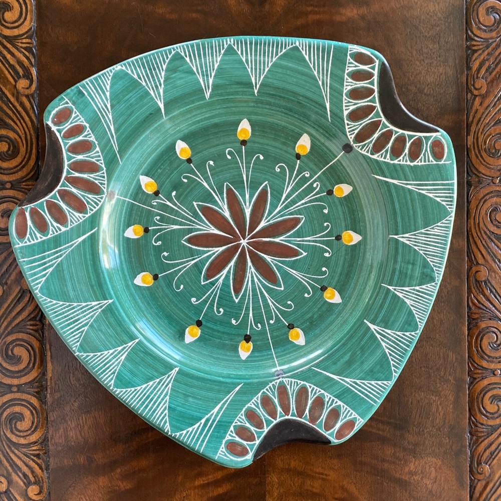 Mid Century Ceramic Elle Keramikk Norwegian Triangle Pottery Plate 11.5"